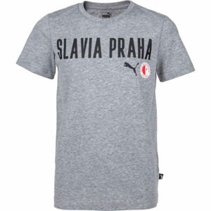 Puma Slavia Prague Graphic Tee Jr GRY Fiú póló, szürke, méret