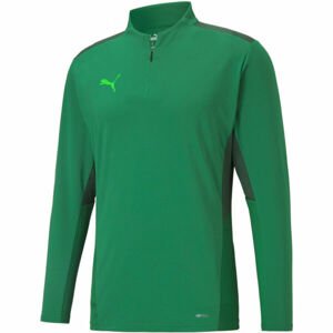 Puma TEAMCUP 1/4 ZIP TOP Férfi pulóver edzéshez, zöld, méret