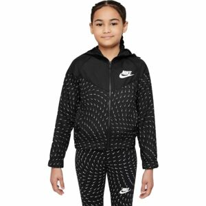 Nike NSW WINDRUNNER AOP Lány kabát, fekete, méret