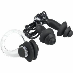 AQUOS EAR PLUG + NOSE CLIP SET Füldugó és orrcsipesz, fekete, méret