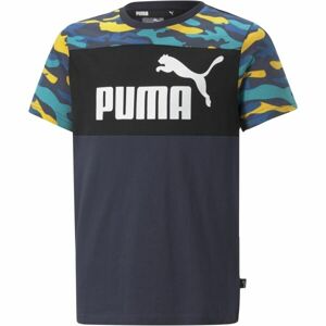 Puma ESS+CAMO TEE Fiú póló, sötétkék, méret
