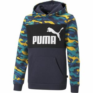 Puma ESS+CAMO HOODIE FL B Gyerek pulóver, sötétkék, méret