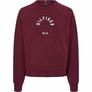 Tommy Hilfiger RLX SUEDED MODAL C-NK SWEATSHIRT Női pulóver, bordó, méret