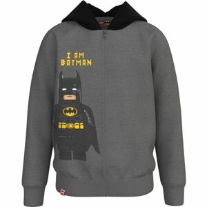 LEGO® kidswear CARDIGAN W. HOOD Fiú cipzáras pulóver, sötétszürke, méret