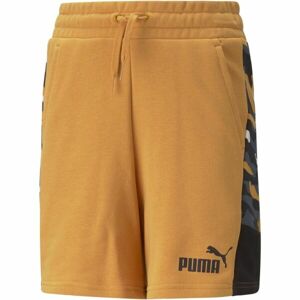 Puma ESS+CAMO SHORTS TR B DESERT CLAY Gyerek rövidnadrág sportoláshoz, narancssárga, méret
