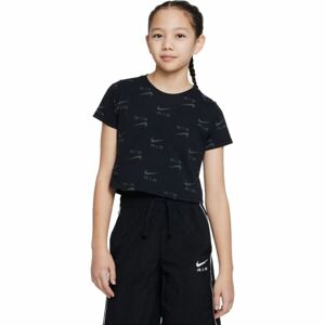 Nike NSW TEE CROP AIR AOP Lány póló, fekete, méret