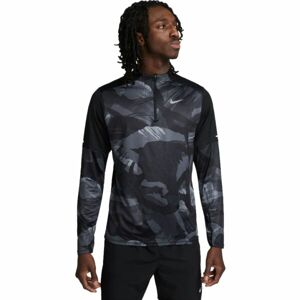 Nike DF ELMNT CAMO TOP HZ Férfi pulóver futáshoz, fekete, méret