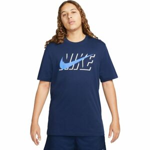 Nike NSW TEE SWOOSH BLOCK Férfi póló, sötétkék, méret
