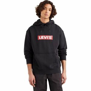 Levi's® T3 RELAXD GRAPHIC HOODIE Férfi pulóver, fekete, méret