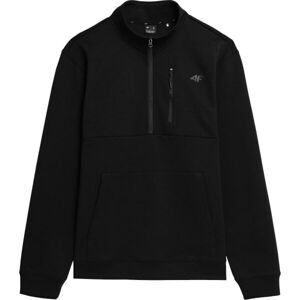 4F SWEATSHIRT 1/2 ZIP Férfi pulóver, fekete, méret