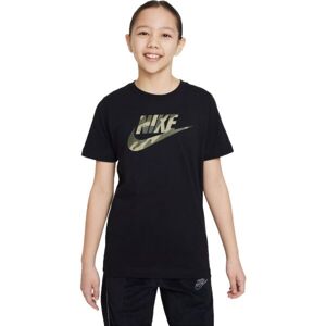 Nike NSW TEE CLUB CAMO Lány póló, fekete, méret