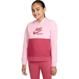 Nike NSW HERITAGE FT HOODIE G Lány pulóver, rózsaszín, méret
