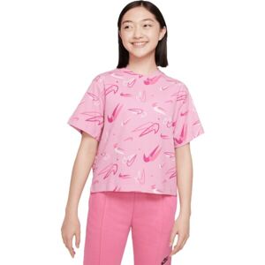 Nike NK NSW TEE BOXY SWOOSHFETTI Lány póló, rózsaszín, méret