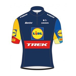 SANTINI Rövid ujjú kerékpáros mez - LIDL TREK 2024 KIDS - kék/piros/sárga