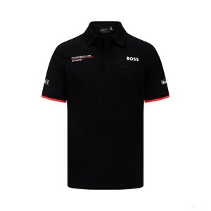 Porsche galléros póló, csapat, fekete, 2023